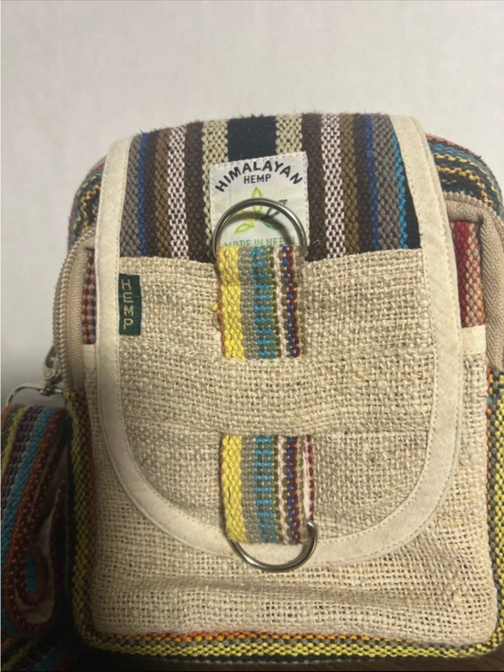 Himalayan Multi-Stripe Hemp Crossbody Bag - Natural Multi